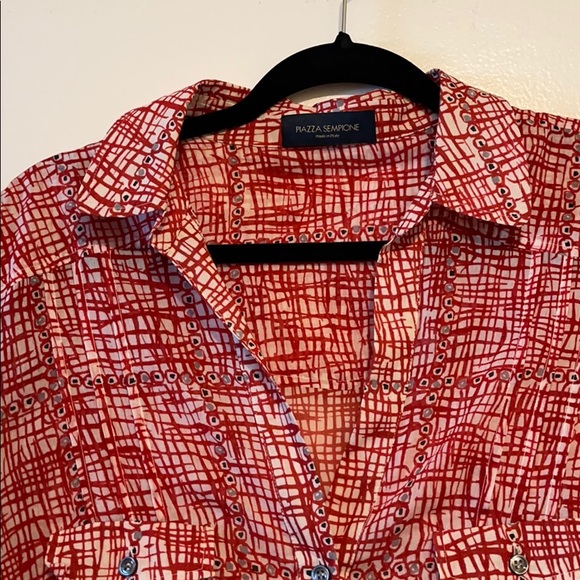 Piazza Sempier red white blouse - Picture 3 of 9